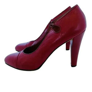 YSL Yves Saint Laurent Vintage Dark Red Leather Pumps Heels Pumps Size 8 US